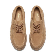 Image of Clarks Men's Beige Suede Boat Shoes UK 8 Lace Up Casual New with Box