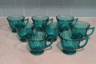 Vintage Jeanette Glass Ultramarine Swirl Blue Green Set of 8 Cups 🌟Beautiful 🌟