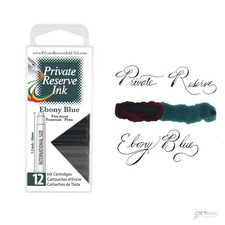 Pk/12 Private Reserve Fountain Pen Ink Cartridges, Ebony Blue
