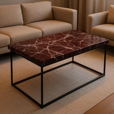 Piano Tavolo Da Caffè Moderno In Marmo Rosso Levanto Lavorato A Mano - 48" X 24"