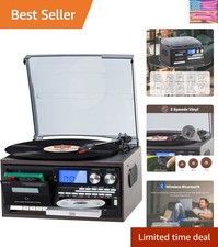 9-in-1 Retro Turntable with Built-in Speakers, Reocrd Player with Bluetooth, ...