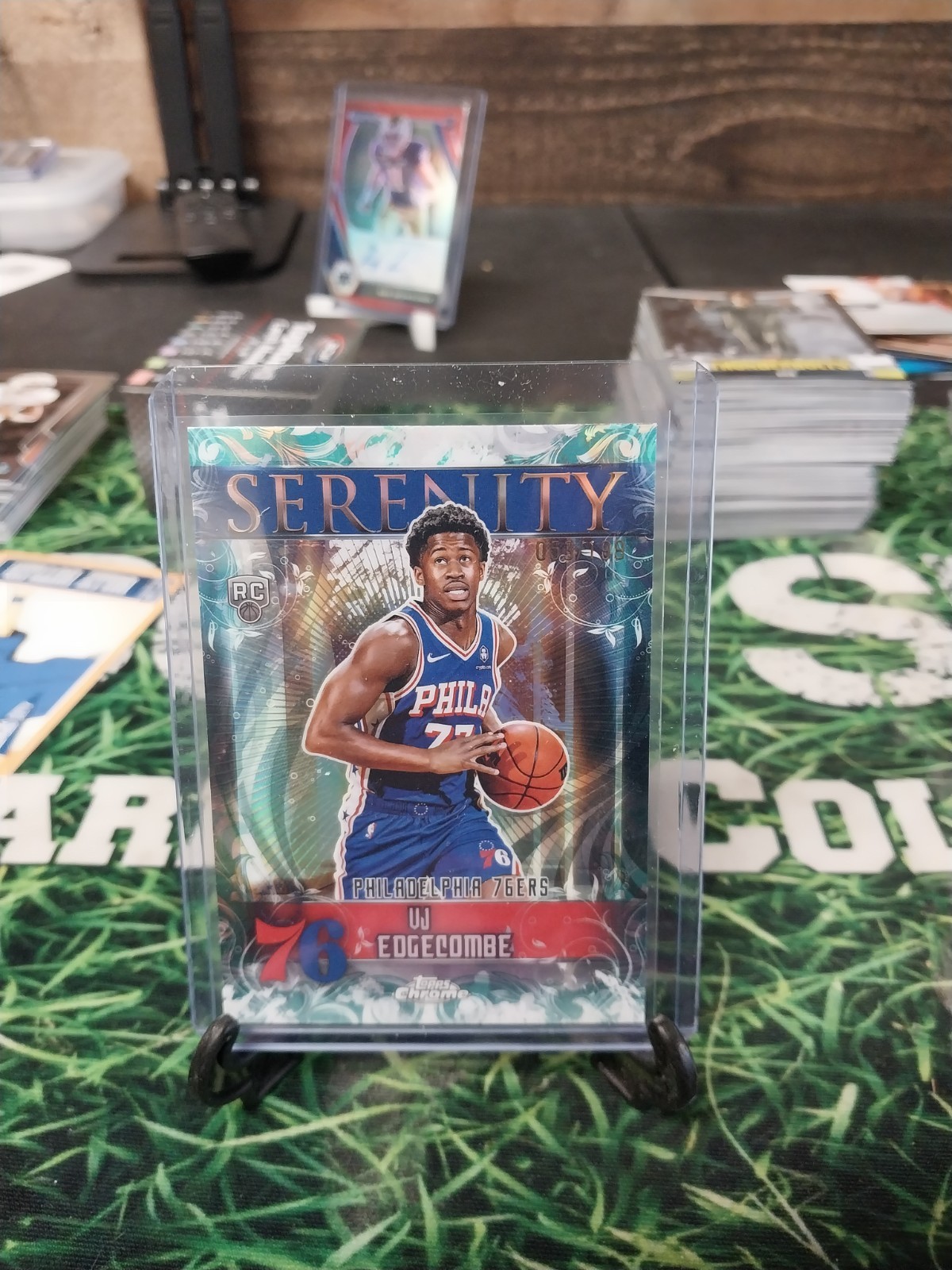 2025-26 Topps Chrome VJ Edgecombe Serenity Aqua Refractor Rookie RC 53/199 SSP