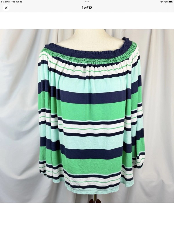 Crown & Ivy Off Shoulder Blouse Sz XL Preppy
