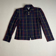 ST JOHN Collection By Marie Gray Jacket Knit Black Stripe Suit Blazer Size 2