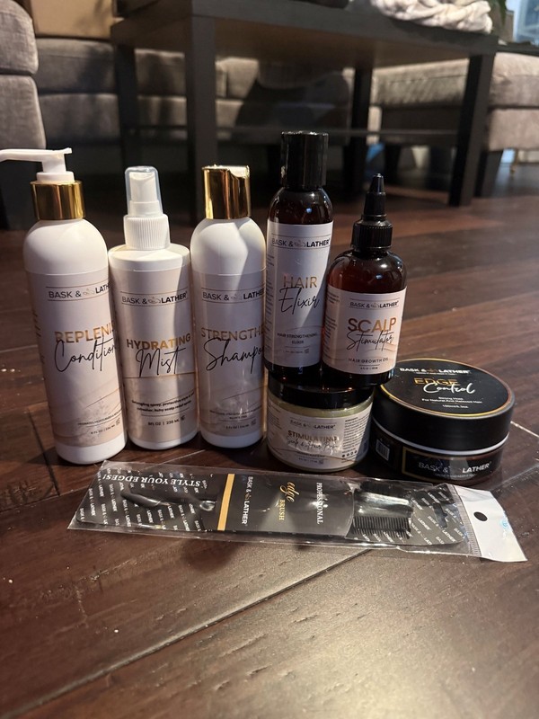 Bask & Lather Strength Replenish Shampoo and Conditioner Set, Unisex BUNDLE!!