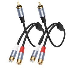 1FT RCA to Dual Female Y-Splitter Cable - Gold-Plated Alloy, Dual-Shielded Au...