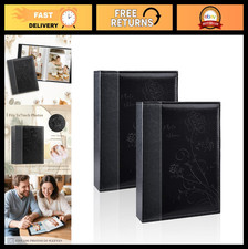 5x7 Photo Album Book - 2 Pack, Leather Cover, Holds 100 Vertical Photos, Clear P