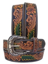 Affilare Western Belt Genuine Leather Tooled Belt with Hand Painted Design
