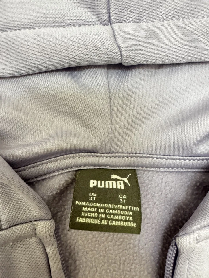 Chaqueta Puma Manga Larga Con Capucha Púrpura Cremallera Niñas Niños Talla 3T Foto 4 de 4