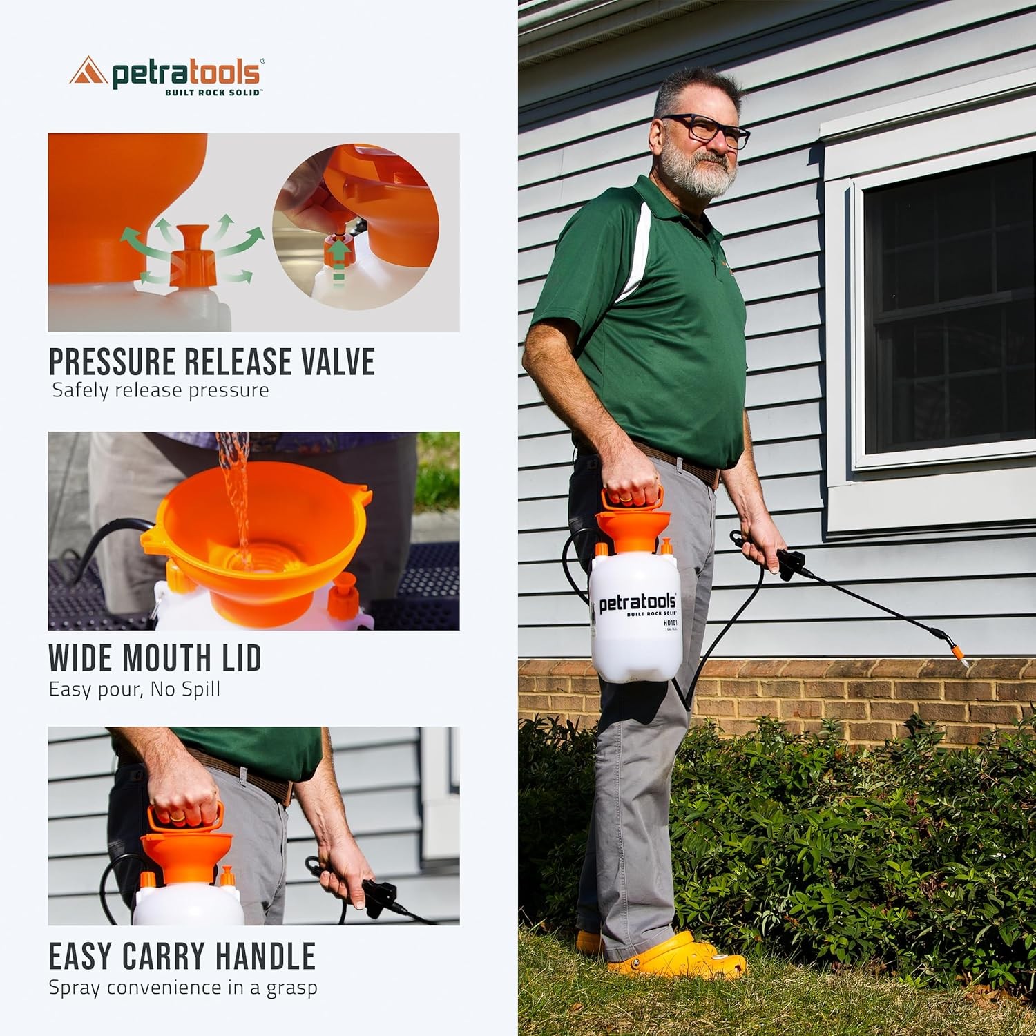 1-Gallon Garden Pump Sprayer HD101 for Lawn Care Pesticides with Hose & Nozzles