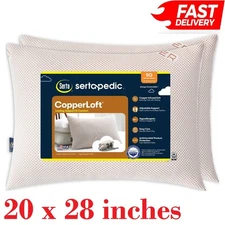 Set of 2 Serta Sertapedic Copperloft Firm Bed Pillows,Queen,Copper Infused Cover