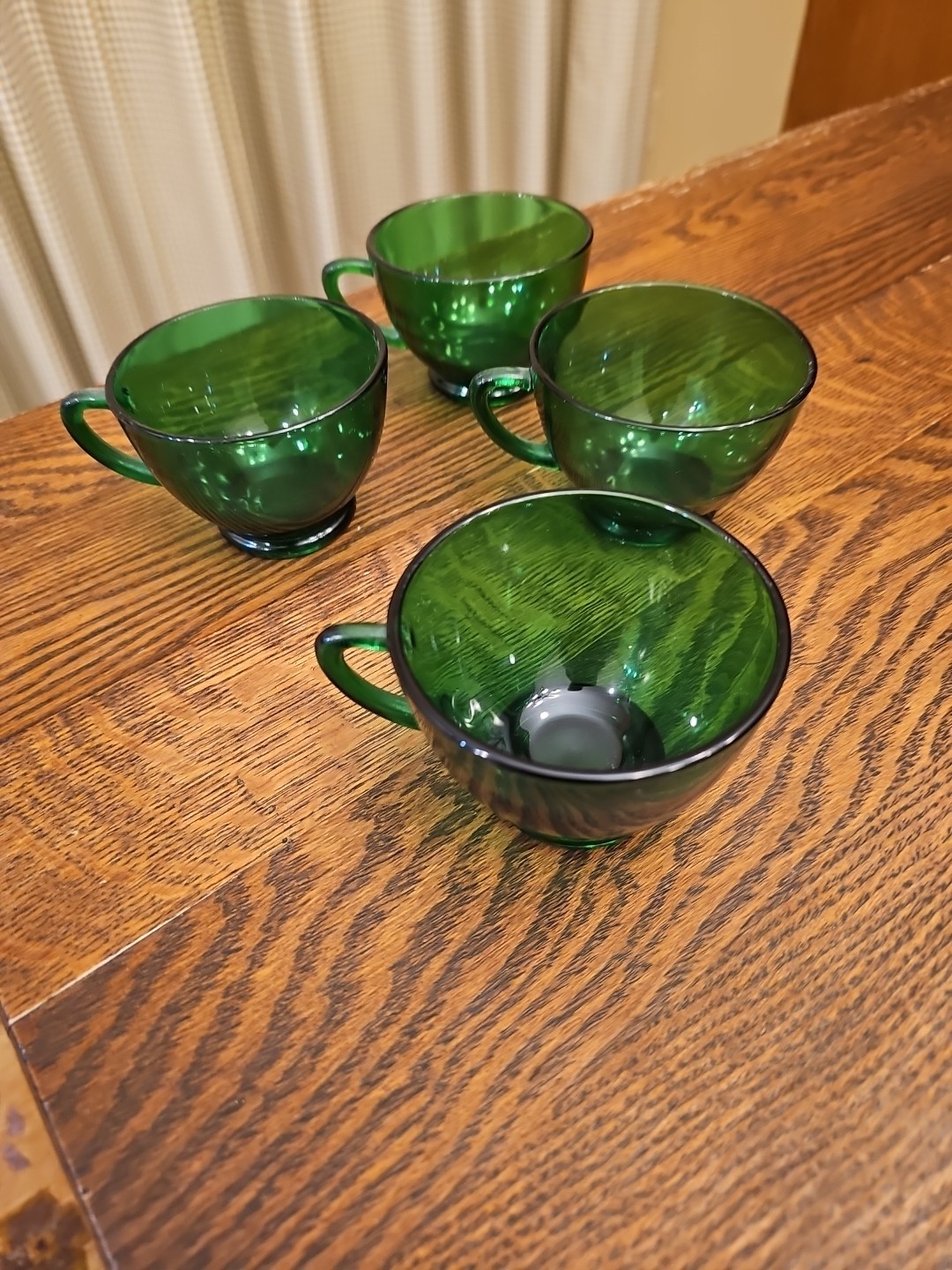 Vintage Anchor Hocking Forest Green Glass Punch Cup Set of 4