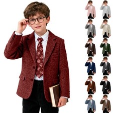 Tweed Herringbone Boys 2 Piece Suits Notch Lapel Regular FIt Formal Party Prom