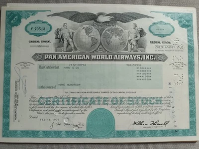 Aktie PAN AMERICAN WORLD AIRWAYS 1979 - Bild 1 von 2