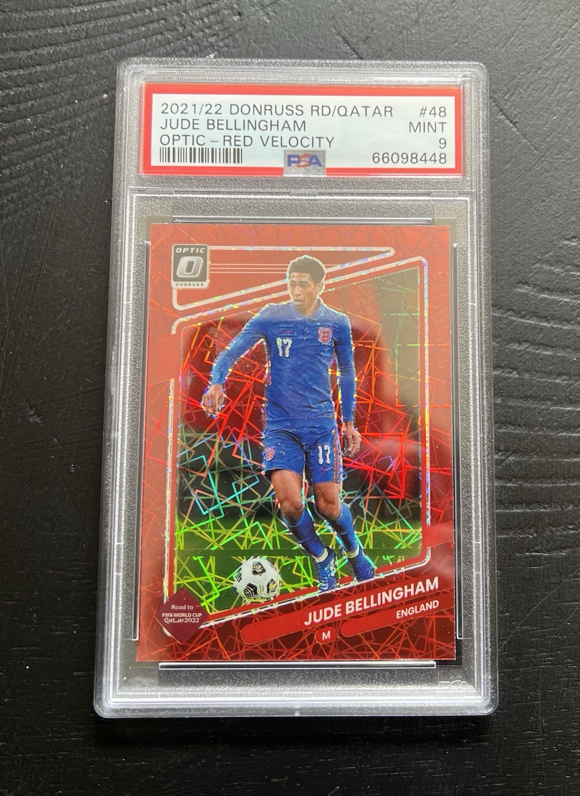 2021 Donruss Optic World Cup Road To Qatar- Jude Bellingham- Red Velocity- PSA 9