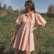 Zimmermann Dancer Day Dress Size 2 / 12 AU / 8 US Mini Blush Pink Linen