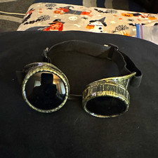 Steampunk Costume Goggles Black/Silver with Elastic Strap, One Size Adult Unisex