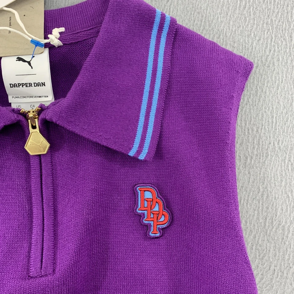 Chaleco Puma X Dapper Dan 1/4 Cremallera Mujer Pequeño Púrpura Pop Sin Mangas Polo Tejido Corto Foto 2 de 4