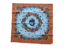 Vintage Thanksgiving Handkerchief Bandana Made In USA Pilgrims Print
