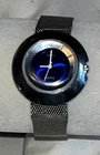 VINTAGE MCM TIMEX ELECTRIC COBALT FACE UFO WATCH WITH STAINLESS STEEL MESH BAND