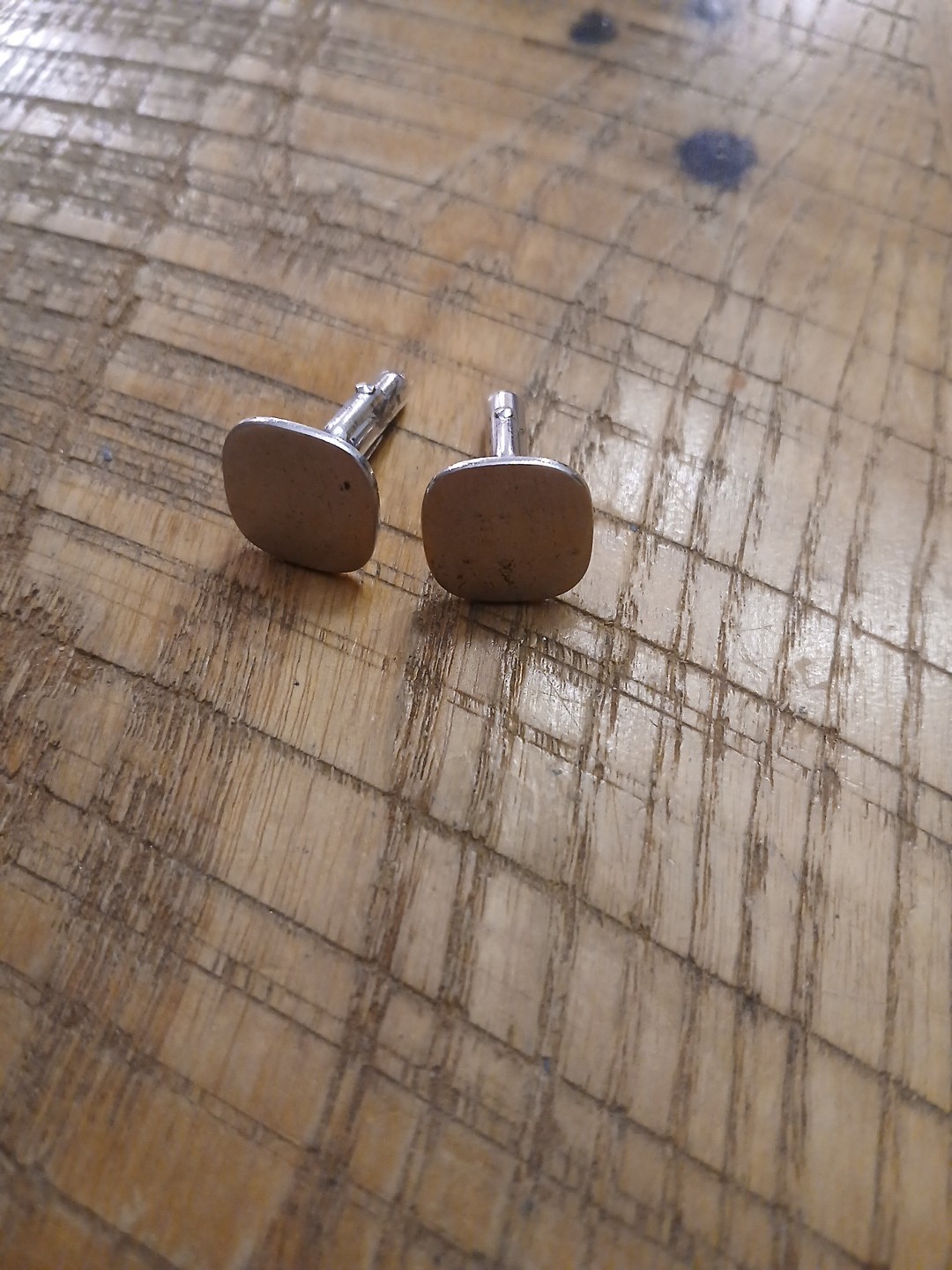 Sterling Silver Rectangular Plain Cufflinks - image 1