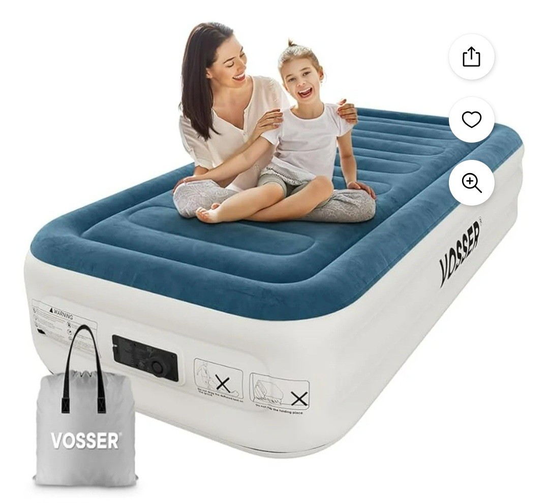 VOSSER Full Size Air Mattress with Built in Pump Raised,18''Inflatable Mattress 