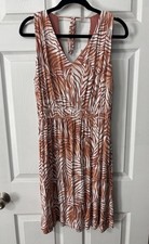 SOMA Weekend Sleeveless Double VNeck Dress Women's Large Pockets Zebra Print
