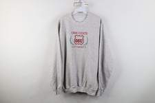 Vintage 90s Mens Large Distressed Ohio State University Crewneck Sweatshirt Gray