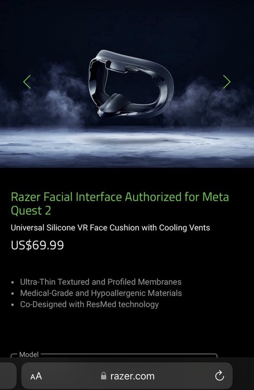 Razer Facial Interface Authorized for Meta Quest 2