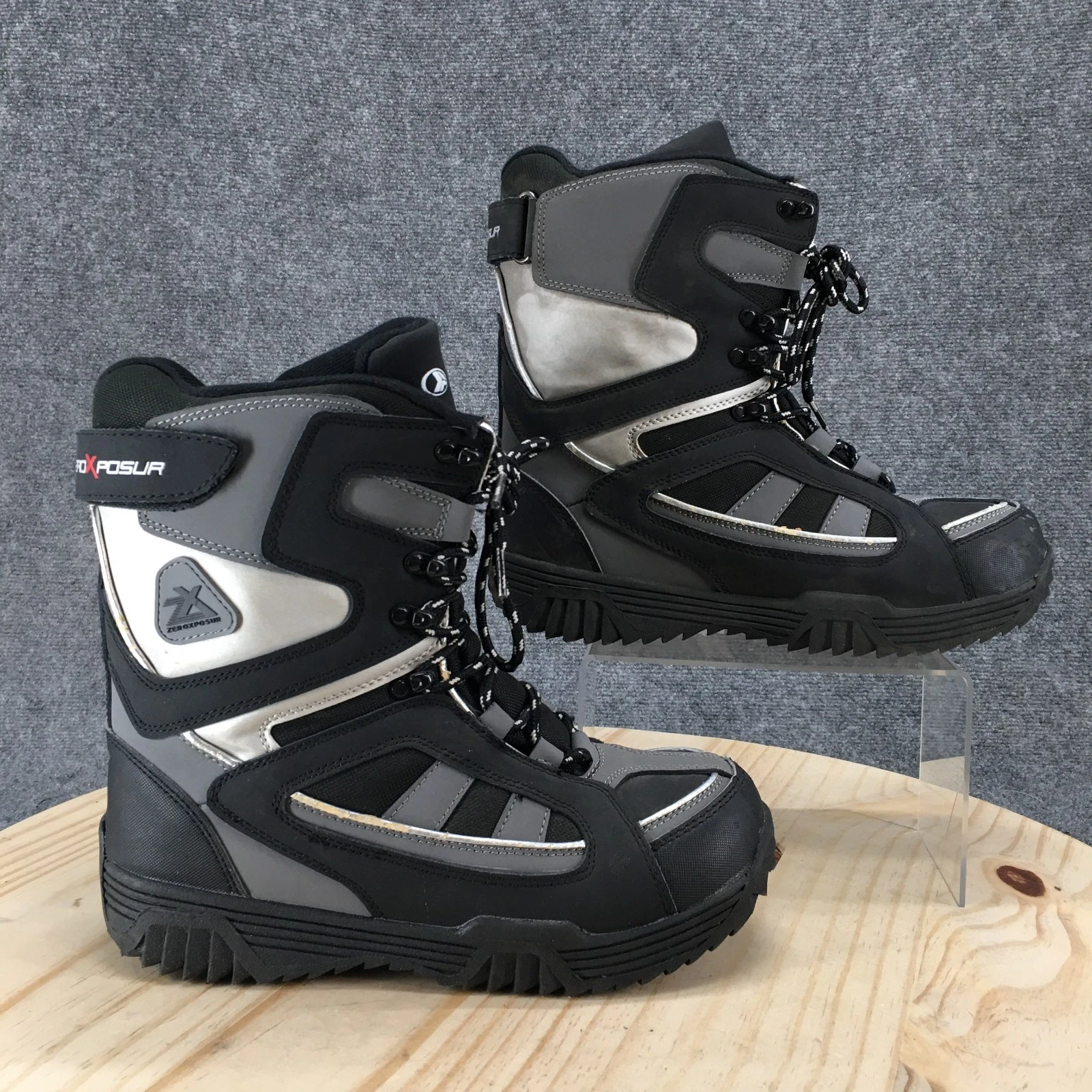 ZeroXposur Winter Snow Boots Mens 9 Med Black Gray Waterproof Lace Up RN 73277