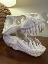 T-Rex Dinosaur Skull - 3D PLA Printed Satin Finish White