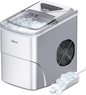 Countertop Ice Maker - 9 Cubes in 6 Mins, Self-Cleaning, 2 Sizes, Silver