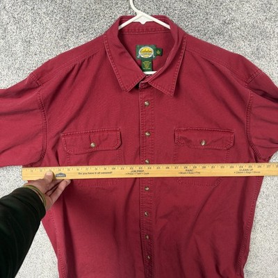 Vtg 90s Cabelas Button Up Shirt Mens XLT Red Twill Workwear
