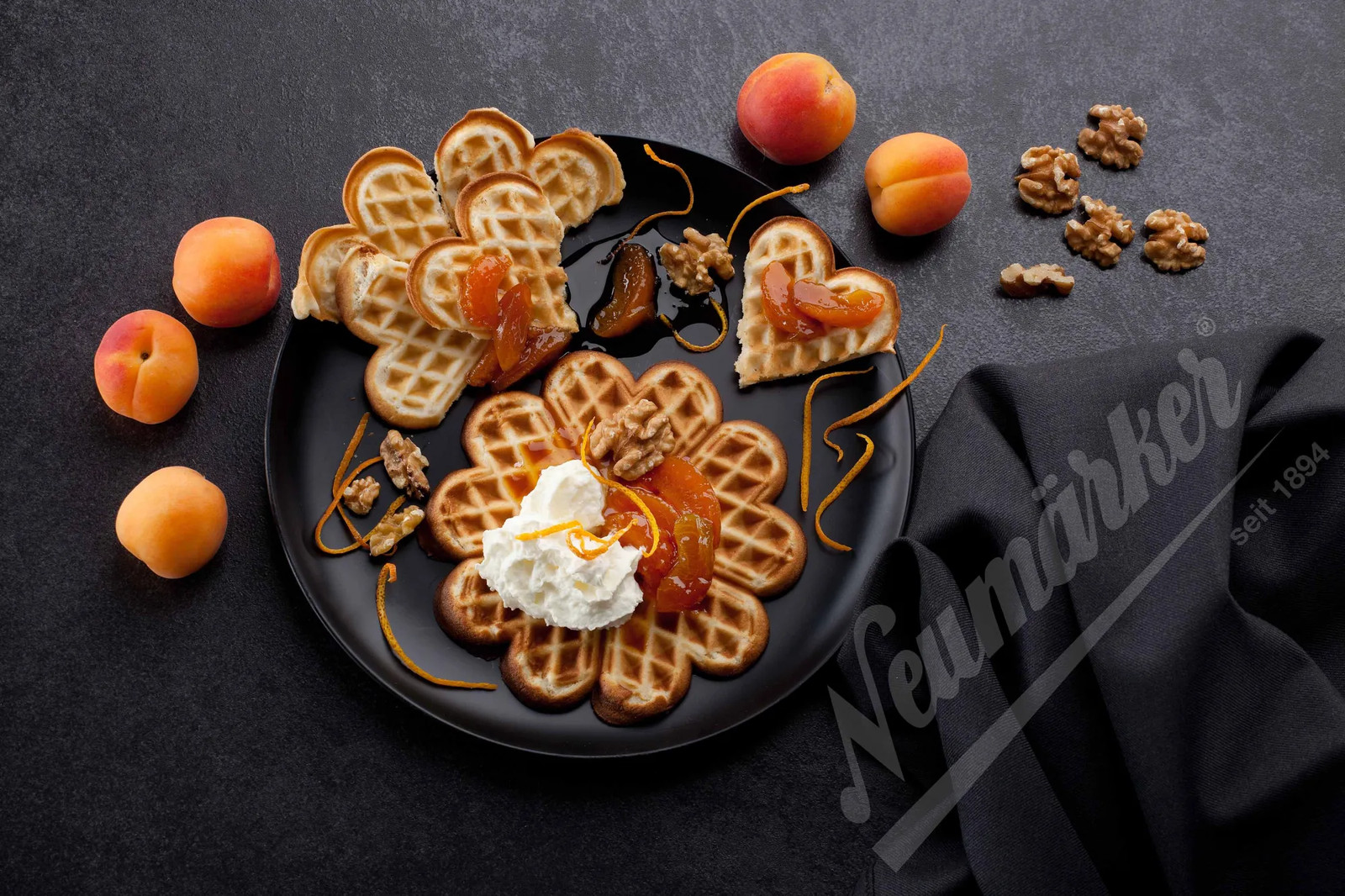Waffeleisen Herzform klein 155mm Edelstahl Timer Wechselplatten 230V