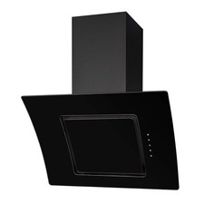 AT61BL 60cm Black Curved Glass Touch Control Angled Chimney Cooker Hood Kitchen