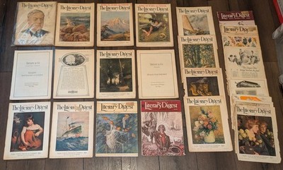 The Literary Digest Magazine Lot of 18 From Carnegie Library In Belton Texas 