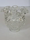 Vintage Fenton Clear Glass Diamond Pattern Ruffled Rim Vase 5 in.