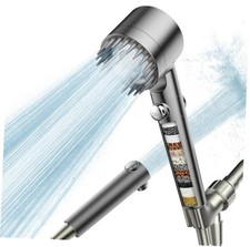 Filtered Shower Head with Handheld, High Pressure Water Flow and Multiple Gray