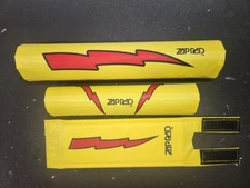 Old School BMX - Zap Style Pads - Yellow with Red Bolts