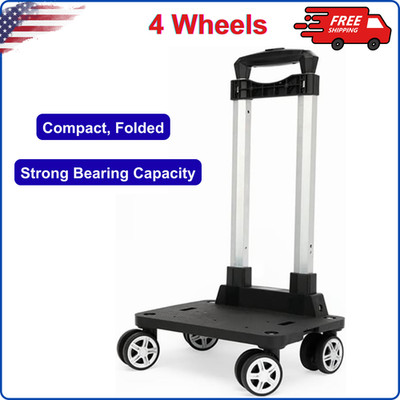 Backpack Trolley, 4 Wheels Folding Compact Lightweight Luggage Cart, Alloy Steel