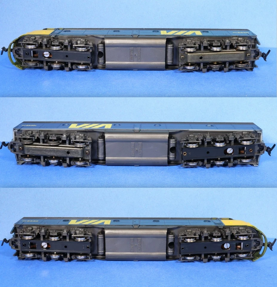 Set of 3 IHC / Rivarossi HO Scale VIA Rail E8 ABA Diesel Engines - 2 Powered - Image 3 of 4