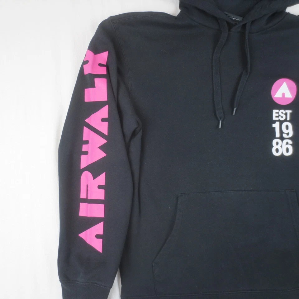 Airwalk Est 1986 Hoodie Youth Med Black Long Sleeve Pullover Logo Skater 80s 90s - Image 3 of 4