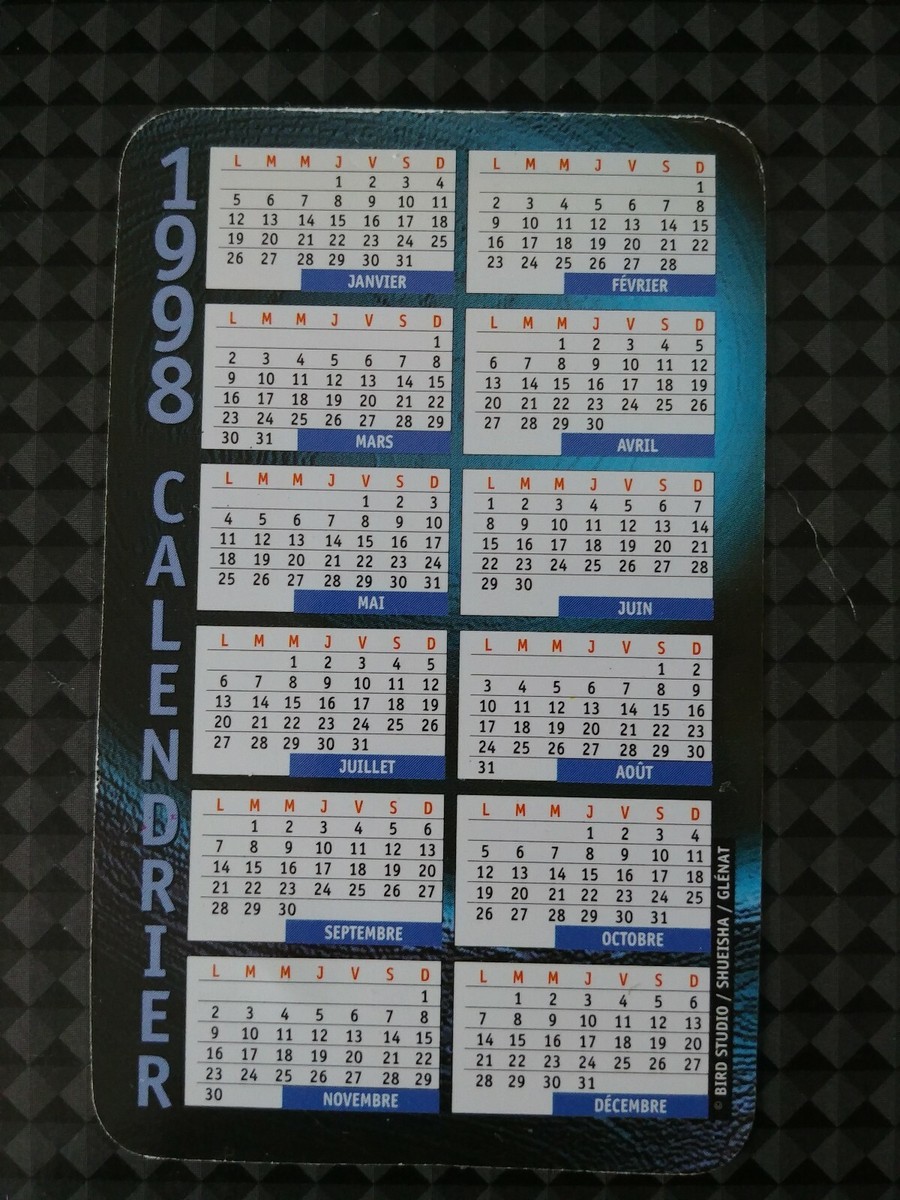 Carte Glenat Dragon Ball special calendrier 1998 rare calendar
