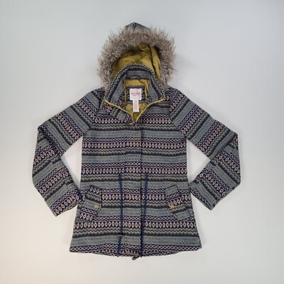 Mossimo Jacket Mens Small Brown Hoodie Indian Print Casual Coat