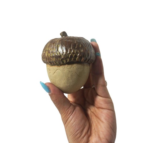 Handmade Acorn Maraca Shaker Baby Toy with Beads Inside - Cute and Rattle-y!