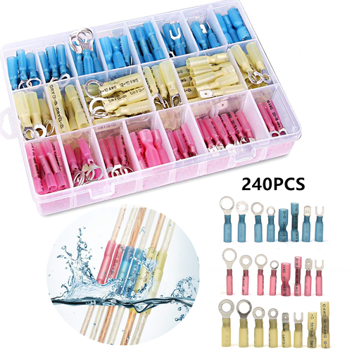 240pcs Heat Shrink Wire Connectors Marine Automotive Waterproof Terminals Set - Picture 1 of 11