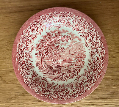 Old England EIT - 2 Untertassen Unterteller rot Keramik Staffordshire Ironston