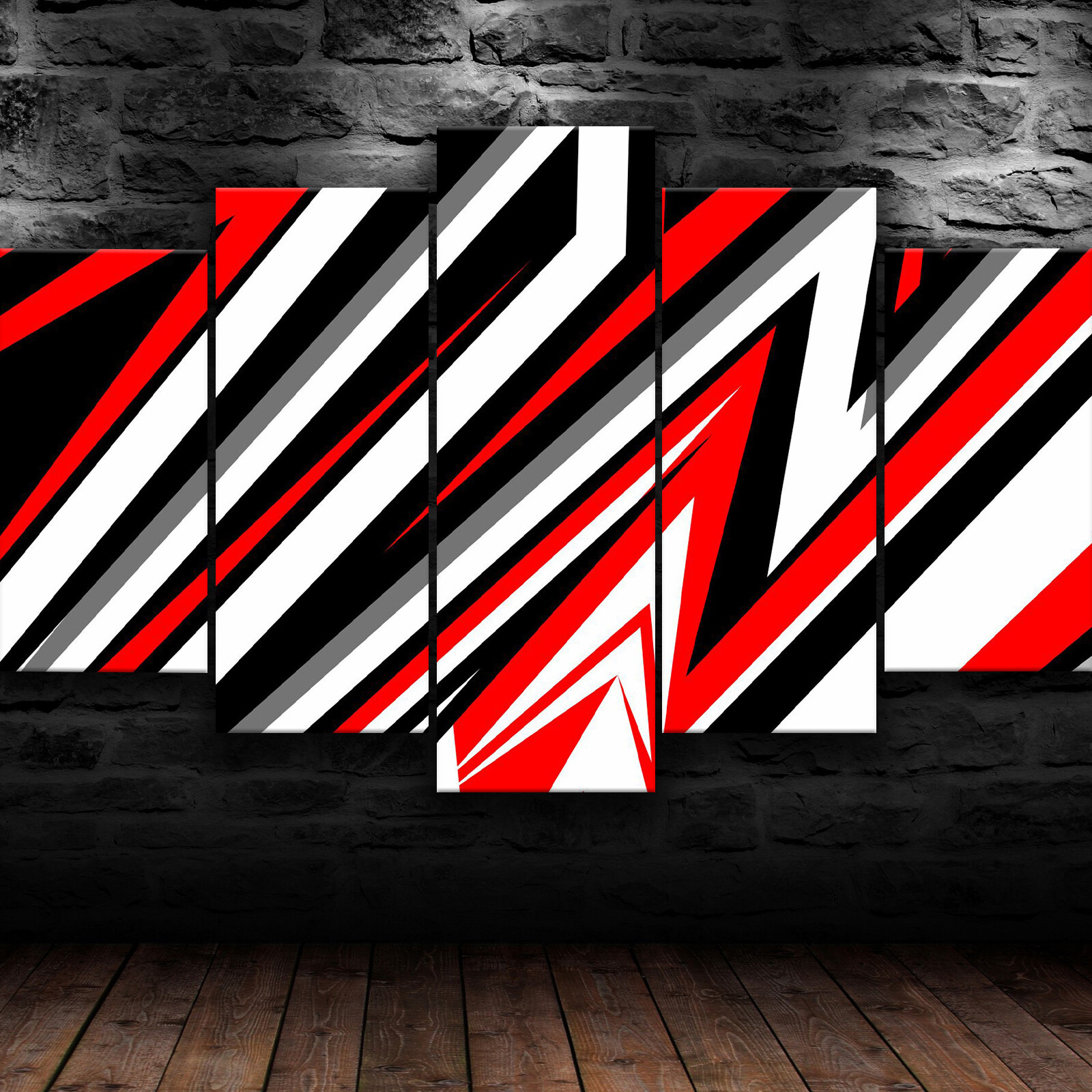 Abstract Red Logo Design Mosaic Beauty 5 Piece Canvas Wall Art Print Home Decor