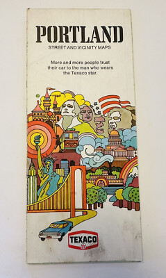 1973 Portland & Vicinity  Street Map Texaco  Oil Gas Oregon Vintage Travel