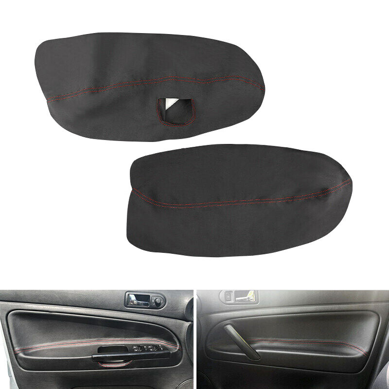 Suede Leather Front Door Panel Armrest Cover For VW Passat B5 1998-2005 4-Door